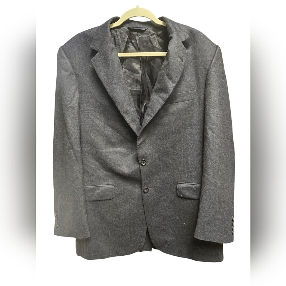 Burberry London Made in USA Wool Street Suit Jacket in Dark Grey 42L